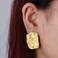 ENVYOU Geometric Rectangle Gold Plated Stud Earrings Irregular Hammered Chunky Statement Square Earrings for Women Trendy Gold Rectangle