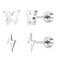 FACOKO Flat Back Earrings for Women 2 Pairs Silver Titanium Earring Hypoallergenic Lightning Bolt Stud Nickel Free Butterfly Stud Screw Back Earrings for Men 5MM