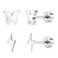 FACOKO Flat Back Earrings for Women 2 Pairs Silver Titanium Earring Hypoallergenic Lightning Bolt Stud Nickel Free Butterfly Stud Screw Back Earrings for Men 5MM