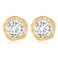 FAMARINE Gold CZ Stud Earrings Round Earrings for Women Jewelry Gold Small Studs Daily Earrings