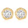 FAMARINE Gold CZ Stud Earrings Round Earrings for Women Jewelry Gold Small Studs Daily Earrings