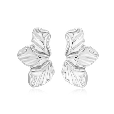 FAUTHENTICUTE Small Silver Flower Earrings For Women 3pcs Flower Petal Statement Earrings Silver Leaf Stud Earring