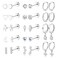Florideco Hypoallergenic Flat Back Earrings for Women Surgical Steel Stud Hoop Earrings for Sensitive Ears Stainless Steel Earrings Silver Plated Flatback Stud Cartilage Earring Set