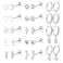 Florideco Hypoallergenic Flat Back Earrings for Women Surgical Steel Stud Hoop Earrings for Sensitive Ears Stainless Steel Earrings Silver Plated Flatback Stud Cartilage Earring Set