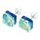 Glass Of Venice Murano Glass Venetian Reflections Square Stud Earrings Aqua Gold