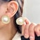 FUTIMELY Gold Big Pearls Statement Earring for WomenExaggerated Vintage Silver Chunky Large Stud EarringDelicate Frill Non Tarnish Earrings Gold