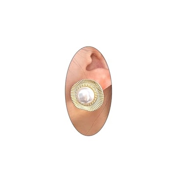 FUTIMELY Gold Big Pearls Statement Earring for WomenExaggerated Vintage Silver Chunky Large Stud EarringDelicate Frill Non Tarnish Earrings Gold