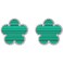 JIEMUCHU Gold Plated Stainless Steel Four Leaf Clover Stud Earrings for Women MalachiteWhite Gold Plated