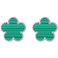 JIEMUCHU Gold Plated Stainless Steel Four Leaf Clover Stud Earrings for Women MalachiteWhite Gold Plated