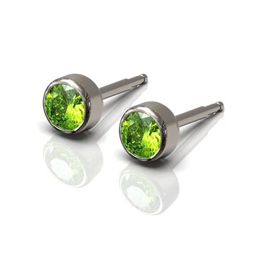 NINA Medikal Green Diamond Stud Earrings Mens Womens Titanium Hypoallergenic