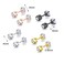 CVAYU Hypoallergenic double sided diamond Stud Earrings For Womens Girl Secure Safety Screw back Cartilage CZ Stud Earrings 4mm 4Color 4 Pairs
