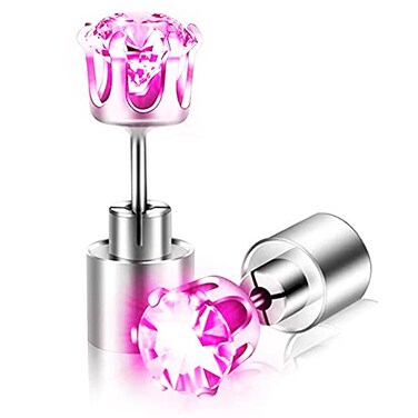 IC ICLOVER LED Earrings Shiny Glowing LED Lighting Up Stylish Earring Studs Crown Shap Ear Drop Stud Wedding Rave Dance Party Night Out Halloween Christmas Decoration Present for Women Men Purple