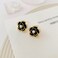 XaiYimee Imitation Pearl Stud Earrings925 Sterling Silver Stud Earrings Black Earrings for Women