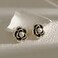 XaiYimee Imitation Pearl Stud Earrings925 Sterling Silver Stud Earrings Black Earrings for Women