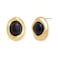 Jean Beau Gold Chunky Black Stone Stud Earrings for Women Valentine Trendy Obsidian Natural Gemstone Square Hypoallergenic Earring Jewelry Gift