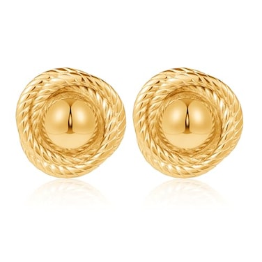 UNE DOUCE Large Chunky Gold Earrings for Women Round Rope Disc Stud Earrings Statement Vintage Earrings Trendy Lightweight and Hypoallergenic Gold