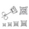 LIEBLICH Princess Cut Cubic Zirconia Stud Earrings Stainless Steel Square Earrings Set 4 Pairs 3mm6mm Silver
