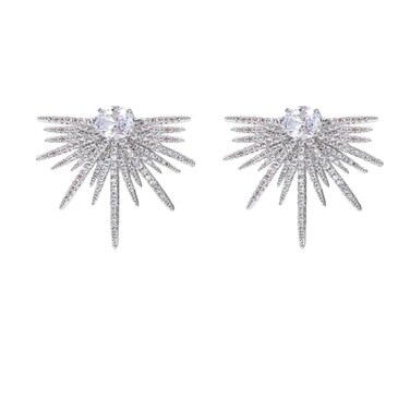 LOKLIFFAI Rhinestone Silver Statement Earrings Star Stud Earrings Fashion Design