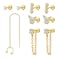Longita Gold Flat Back Stud Earrings 20 Gauge Tragus Helix Cartilage Earrings Screw Back Earrings for Women with Chain