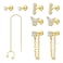 Longita Gold Flat Back Stud Earrings 20 Gauge Tragus Helix Cartilage Earrings Screw Back Earrings for Women with Chain