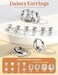 LOYALLOOK Flat Back Earrings for Women Hypoallergenic Surgical Steel Earrings for Sensitive Ears Silver Flatback Stud Hoop Earring Stacks Cartilage Earring Set for Multiple Piercing