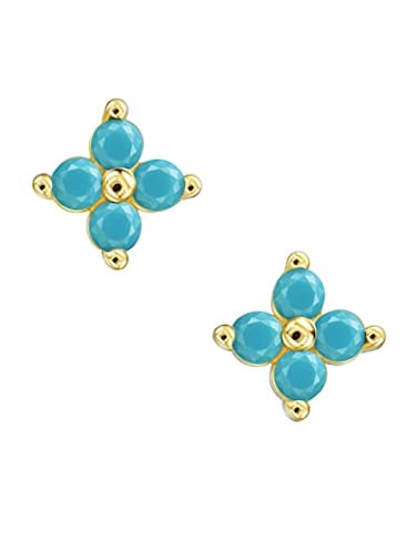 Michooyel Turquoise Women Stud Earrings 925 Sterling Silver Tiny Dainty Floral Stacking Earrings for Women
