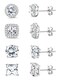 MILACOLATO S925 Sterling Silver Stud Earrings for Women Men Hypoallergenic 18K White Gold Plated Cubic Zirconia Earrings Studs Brilliant Simulated Diamond Halo Earring for Sensitive Ears MS