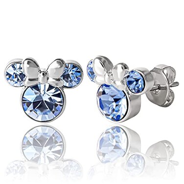 Disney Minnie Mouse December Birthstone Stud Earrings for Women Birthstone Earrings DecemberLight Sapphire Crystal