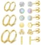 MJust 9 Pairs Flat Back Earrings for Women 3 prs Hoops 6 prs Studs Hypoallergenic Surgical Steel Earrings for Sensitive Ears 20G Screw Back Cartilage Earrings Set with CZ Opal Aureate