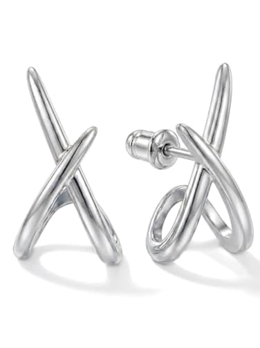 MUMREUES Silver Stud Earrings for Women Trendy Dainty Hypoallergenic Sensitive Ears Huggie Stack Illusion Statement Fun Unique Summer Waterproof Cute Cool Simple Minimalist Everyday Jewelry Gifts