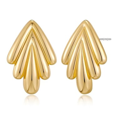 MUYAN Ribbed Vintage Stud Earrings for Women Trendy Textured Geometric Drop Stud Earrings Fashion Jewelry