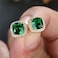 ODETOJOY 1 Pair Simulated Emerald Earrings 18K Yellow Gold Plated Square Cubic Zirconia Simulated Diamond Halo Stud Earrings for Women with Gift Box with Gift Box Green
