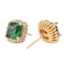 ODETOJOY 1 Pair Simulated Emerald Earrings 18K Yellow Gold Plated Square Cubic Zirconia Simulated Diamond Halo Stud Earrings for Women with Gift Box with Gift Box Green