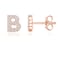 PAVOI 14K Rose Gold Plated 925 Sterling Silver CZ Alphabet Letter Earrings Initial Earrings for Women Letter B