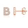PAVOI 14K Rose Gold Plated 925 Sterling Silver CZ Alphabet Letter Earrings Initial Earrings for Women Letter B