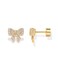 PAVOI 14K Yellow Gold Mini Bow Earrings for Women with Cubic Zirconia Bow Stud Coquette Flatback Earrings