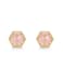 PAVOI 14K Yellow Gold Plated Hexagon Roze Quartz Gemstone Stud Earrings for Women Natural Birthstone Earring Pair