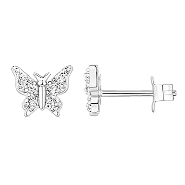 PAVOI Rhodium Plated 925 Sterling Silver Posts Cute Butterfly Earrings for Women Gold Butterfly Stud Earrings Dainty Jewelry