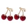 QIAOLEHUI 3D Cherry Earrings for Women Red Cute Fruit Earrings Cherry Accessories Christmas Jewelry Wine Red