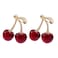 QIAOLEHUI 3D Cherry Earrings for Women Red Cute Fruit Earrings Cherry Accessories Christmas Jewelry Wine Red