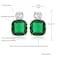 RIZILIA CLASSIC Stud Pierced Earrings with Cushion Cut Gemstones CZ Green Emerald in 18K White Gold Plated Simple Modern Elegant