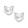 JORA Sterling Silver Cat Earrings Freshwater Pearl Stud Earrings for Women