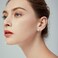 JORA Sterling Silver Cat Earrings Freshwater Pearl Stud Earrings for Women