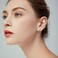 JORA Sterling Silver Cat Earrings Freshwater Pearl Stud Earrings for Women