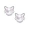 JORA Sterling Silver Cat Earrings Freshwater Pearl Stud Earrings for Women