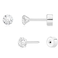 Sweetkiki Threadless Flat Back Earrings Hypoallergenic silver CZ Stud Earrings Cartilage Earring Tragus Helix Piercing Jewelry Push in Flatback Earrings for Women Men 3 Millimeters Silver