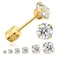 RAVORING Threadless Flat Back Stud Earrings 6 Pairs Titanium Hypoallergenic Earrings for Women Men Cubic Zirconia Silver Gold Stud Earrings Surgical Stainless Steel Stud Earring Set for Cartilage 28mm