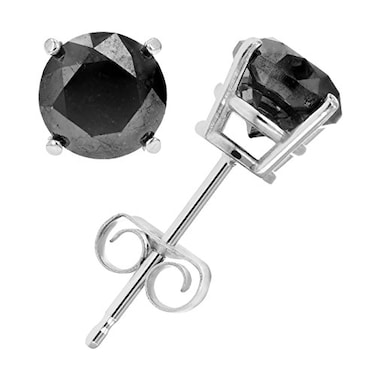 VIR JEWELS Vir Jewels 1 cttw Black Diamond Stud Earrings 925 Sterling Silver Round with Push Backs