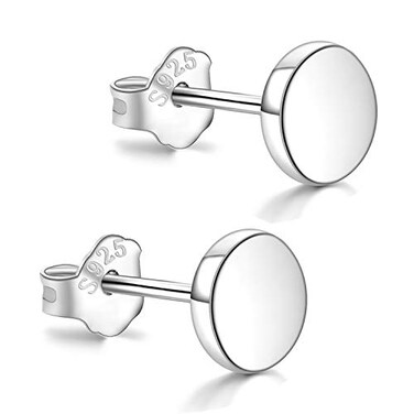 CUTEFEEL White Gold Plated Sterling Silver Dot Stud Earrings 3mm10mm Options Flat Round Disc Studs Hypoallergenic Jewelry 5mm
