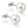 CUTEFEEL White Gold Plated Sterling Silver Pearl Stud Earrings for Women White Pearl Wedding Earrings Hypoallergenic Jewelry